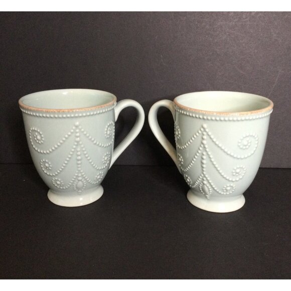 Lenox French Perle Dinnerware Mugs Set Of 2 Coffee Tea Cups - Picture 3 of 7